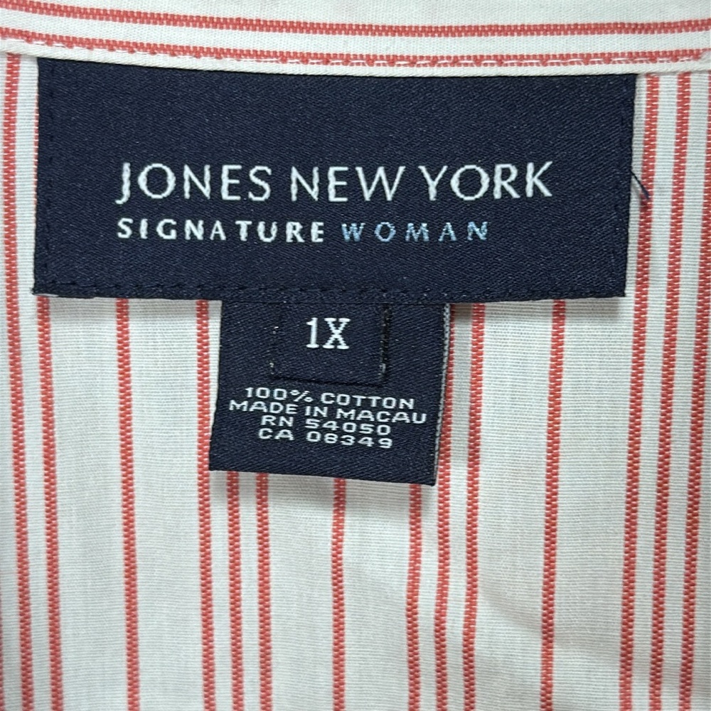 Jones New York Shirt Pink and White Long Sleeve Button Down Striped Size 1x - Picture 7 of 8